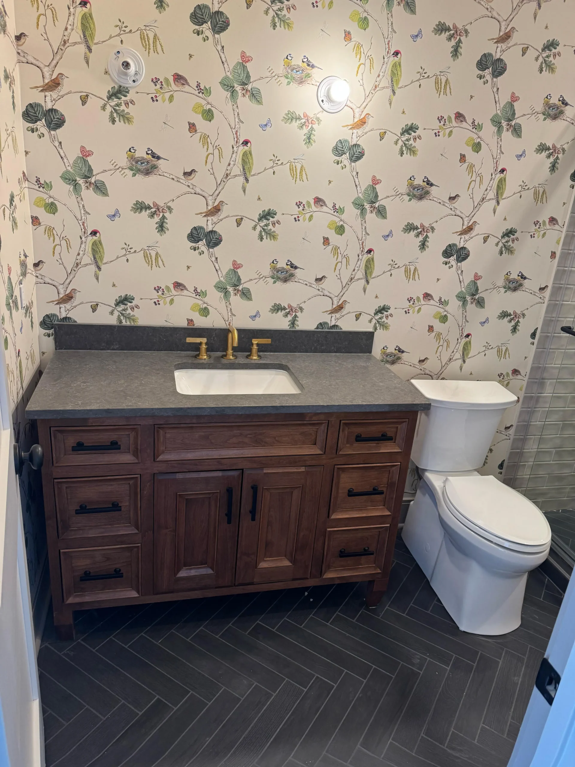 Modern vanity detail in Maryland bathroom by FT Remodeling