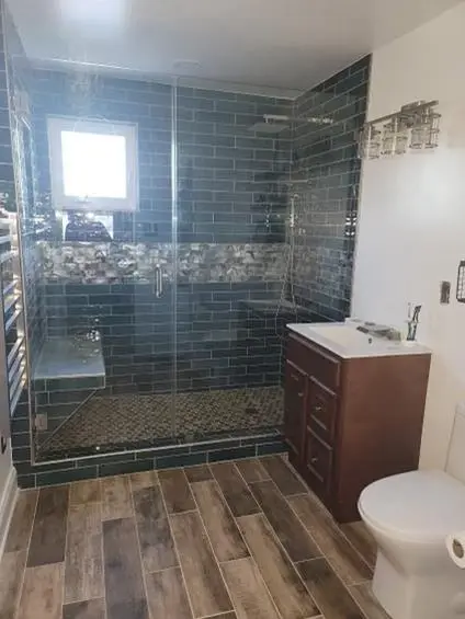 Virginia frameless glass shower door installation by FT Remodeling