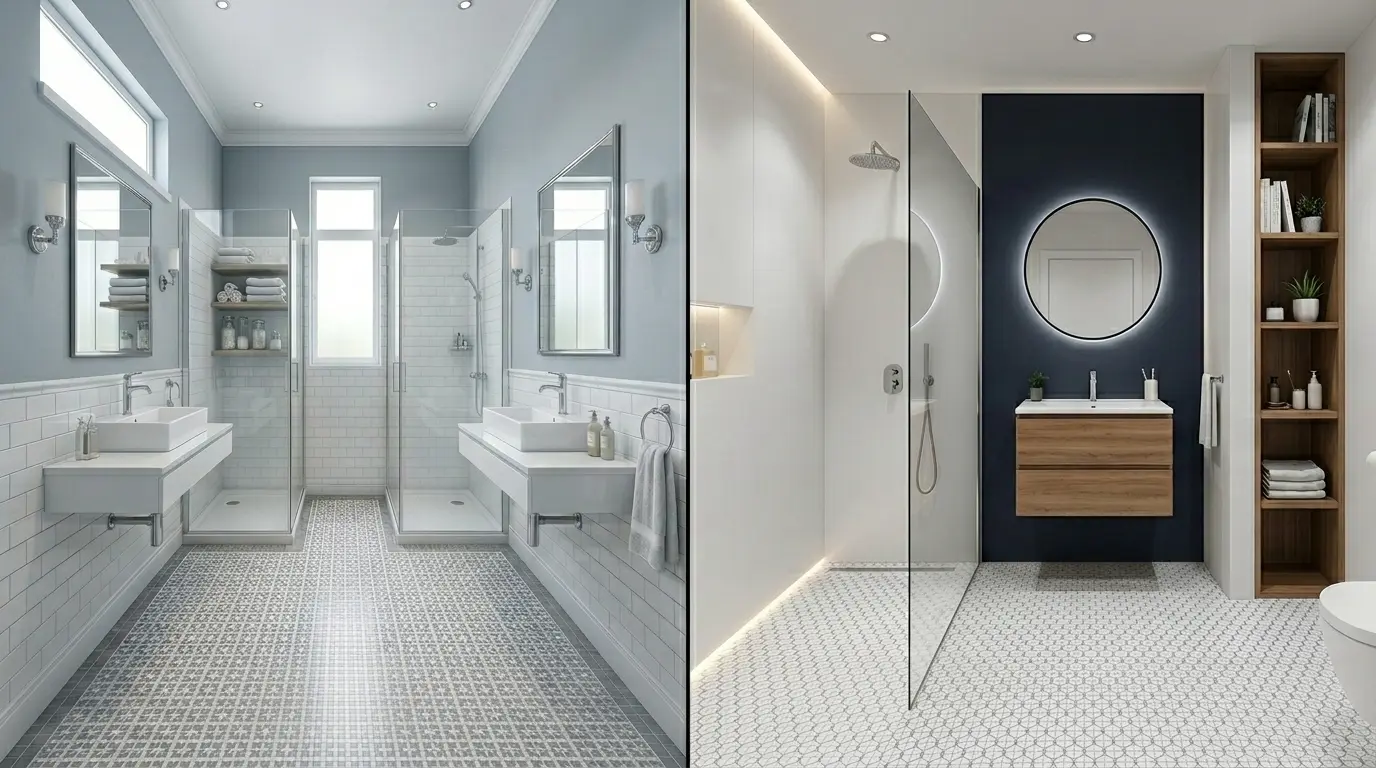 Small bathroom layout ideas that make the space feel bigger by FT Remodeling